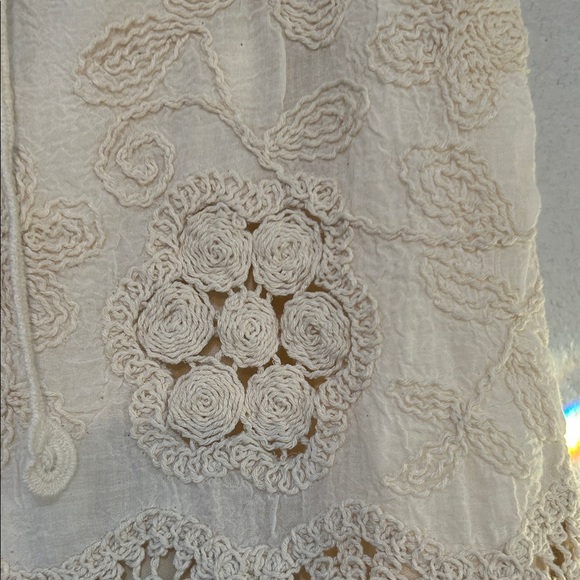 Boho Crochet Fringe High-Low Skirt - Cream - Picture 6 of 15